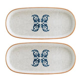 Bonna China Viento 8.5" x 4" x h:0.75" Oval Decorated Porcelain Platter (Set of 2)